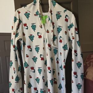Peanuts Snoopy And Woodstock White Hooded Christmas Onesie